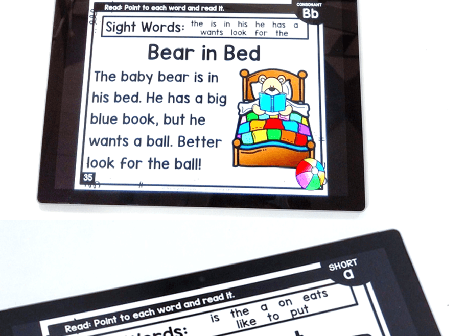 Digital decodable readers save teachers the prep time and can be used on iPads, tablets computers, laptops, even your cell phone or projector! Printable black and white versions are included to send home! Perfect practice for students learning 130 spelling sound patterns.