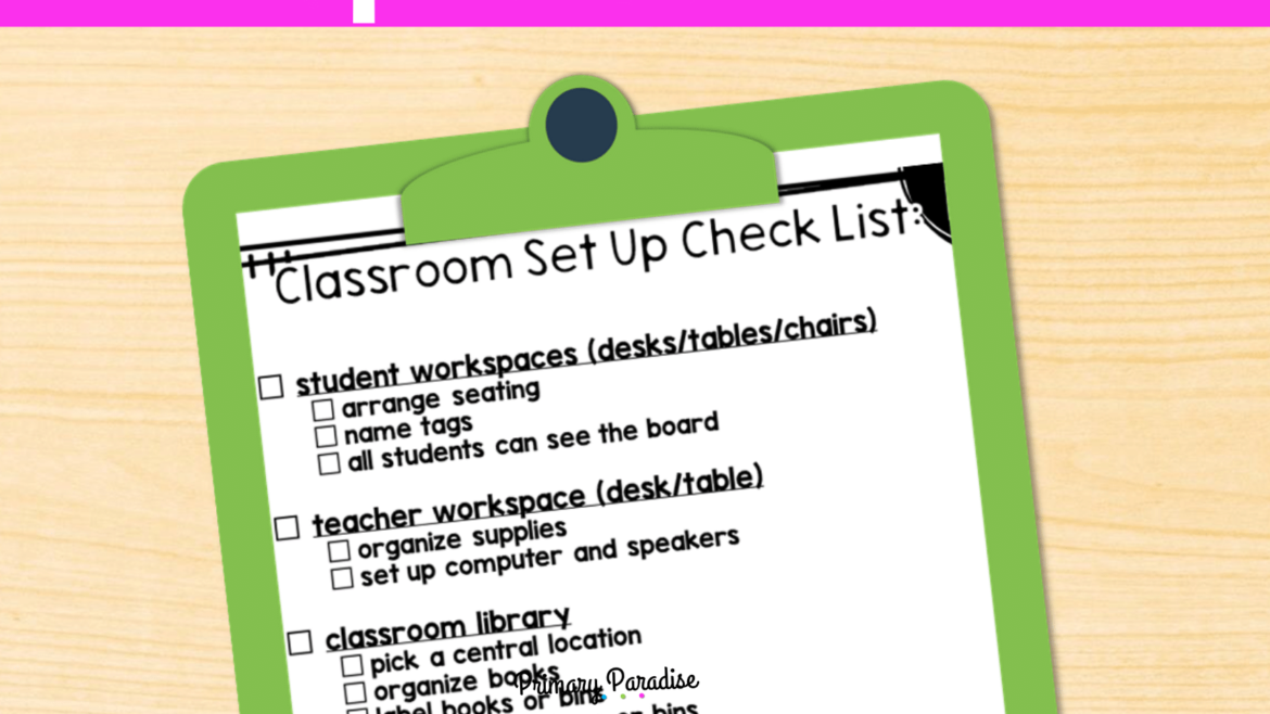Classroom Set Up Checklist