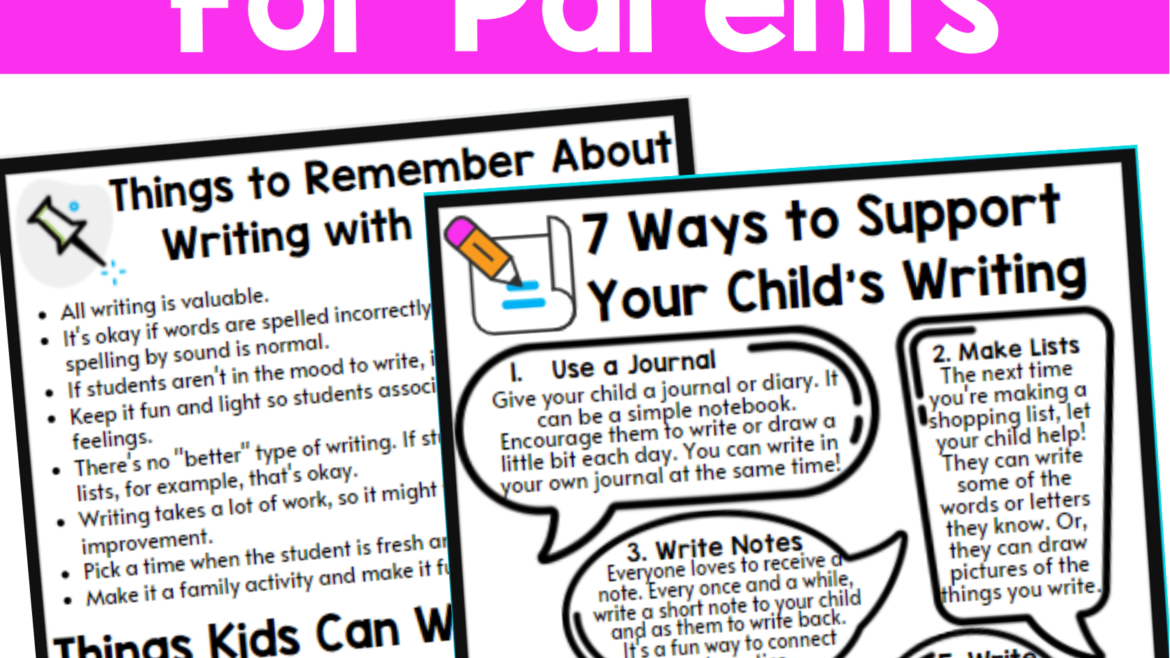 And image of two printable sheets for parents to provide writing support