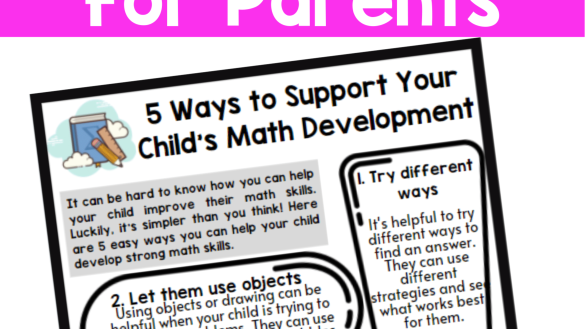 white text on pink that says math support for parents with a screenshot of the resource for parents