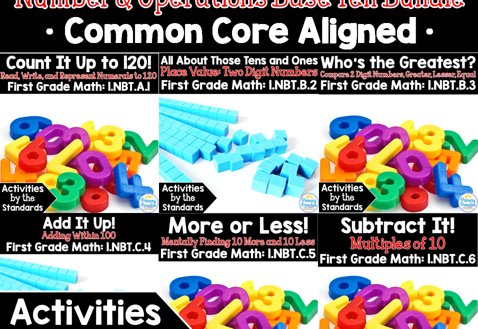 Common Core math skills for first grade and second grade- addition, subtraction, place value- all standards are covered with the comprehensive resources and ideas!