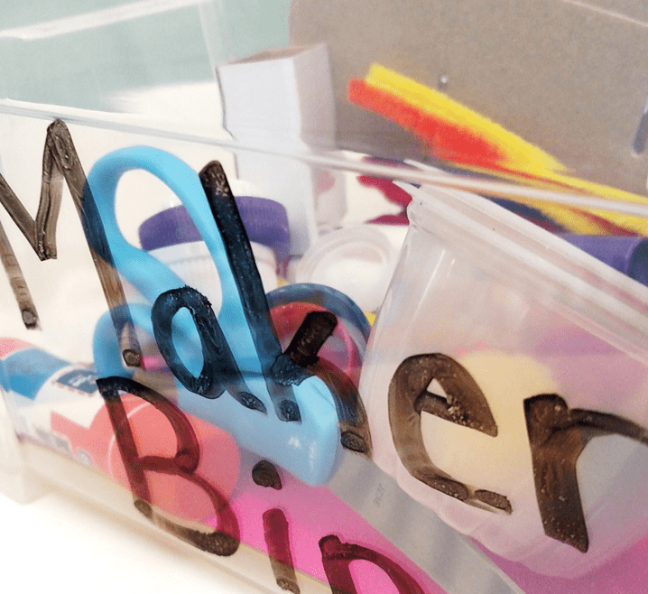 Looking for the perfect storage bins for manipulatives and other classroom supplies? These bins with lids from oriental trading are the perfect choice! Plus, learn how to use them for a portable maker space for early finishers.