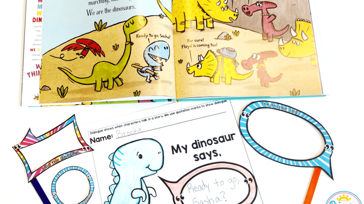 Use Laurie Berkner's We are the Dinosaurs to teach dialogue with this fun, free activity!