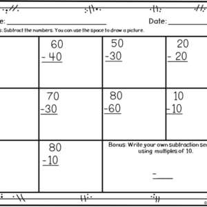 Subtract Multiples of 10: 1.NBT.C.6 Common Core First Grade Math